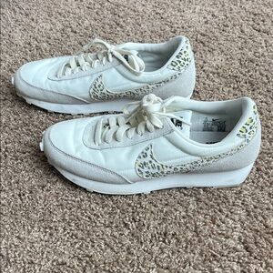 Nike Women's White and Leopard Print Sneakers